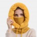 Women Outdoor Riding Hood Plush Warm Neck Protection Ear Protection Bib One  piece Cold  proof Headgear