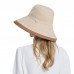 Women Polyester Cloth Casual Outdoor Double  side Back Brim Extended Foldable Sunshade Bucket Hats