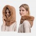 Women Outdoor Riding Hood Plush Warm Neck Protection Ear Protection Bib One  piece Cold  proof Headgear