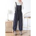 Unique dark blue high waist spring jumpsuit pants