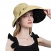 Women Polyester Cloth Casual Outdoor Bowknot Back Brim Ponytail Foldable Sunshade Bucket Hats