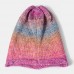 Women Mixed Color Knitted Tie  dye Gradient Color Vintage Fashion Warmth Brimless Beanie Hat