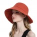 Women Cotton Cloth Casual Outdoor Bowknot Back Brim Extended Foldable Sunshade Bucket Hats