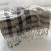 Retro navy big plaid scarf spring and summer sunscreen tassel thin women