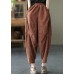 Coffee Corduroy harem Pants elastic waist Spring