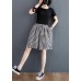 Stylish Black White Plaid Elastic Waist pocket hot pants Summer