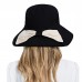 Women Cotton Cloth Casual Outdoor Bowknot Back Brim Extended Foldable Sunshade Bucket Hats