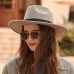 Women Solid Color Retro Temperament Flat Brim Top Hat Autumn Winter Casual Warm Felt Hat