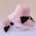 Women Cotton Cloth Casual Outdoor Bowknot Back Brim Extended Foldable Sunshade Bucket Hats