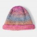 Women Mixed Color Knitted Tie  dye Gradient Color Vintage Fashion Warmth Brimless Beanie Hat