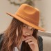 Women Solid Color Retro Temperament Flat Brim Top Hat Autumn Winter Casual Warm Felt Hat