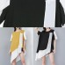 Women Black Personality Loose clothes Casual  Spliced Irregular Chiffon T-Shirt