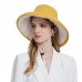 Women Polyester Cloth Casual Outdoor Double  side Back Brim Extended Foldable Sunshade Bucket Hats