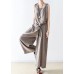 Spring Women Cotton Hemp Loose Wide Leg Jumpsuit Casual Pants