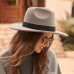 Women Solid Color Retro Temperament Flat Brim Top Hat Autumn Winter Casual Warm Felt Hat