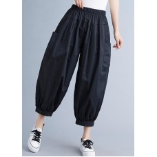 Plus Size Black Pockets Harem Pants Spring