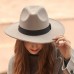 Women Solid Color Retro Temperament Flat Brim Top Hat Autumn Winter Casual Warm Felt Hat