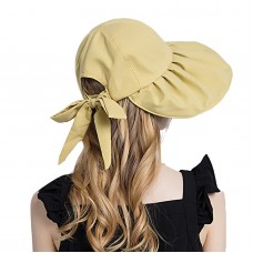 Women Polyester Cloth Casual Outdoor Bowknot Back Brim Ponytail Foldable Sunshade Bucket Hats