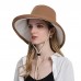 Women Polyester Cloth Casual Outdoor Double  side Back Brim Extended Foldable Sunshade Bucket Hats