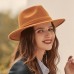 Women Solid Color Retro Temperament Flat Brim Top Hat Autumn Winter Casual Warm Felt Hat