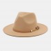 Unisex Wide Brim Iron Ring Belt Deco Top Hat Outdoor All  match Sunshade Suncreen Hat